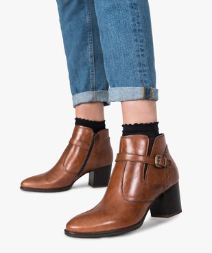 Boots pour femme avec bride et boucle métallique sur le côté vue1 - GEMO(URBAIN) - GEMO