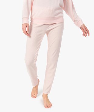 Pantalon de pyjama femme en maille côtelée vue1 - GEMO(HOMWR FEM) - GEMO