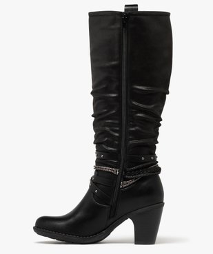 Bottes femme à talon carré et tige plissée avec brides fantaisie vue3 - GEMO(URBAIN) - GEMO