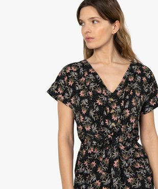 Combishort femme à motifs fleuris boutonné sur l’avant vue2 - GEMO(FEMME PAP) - GEMO