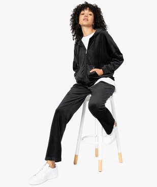 Sweat femme zippé à capuche en velours vue5 - GEMO(FEMME PAP) - GEMO
