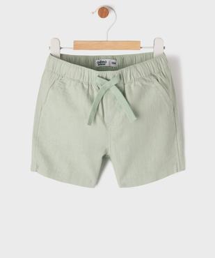 Short en coton et lin à taille élastiquée bébé garçon vue1 - GEMO 4G BEBE - GEMO