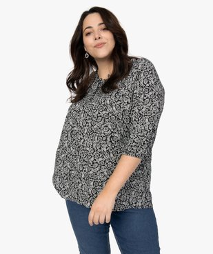 Blouse femme imprimée à manches 3/4 et col fantaisie vue1 - GEMO (G TAILLE) - GEMO