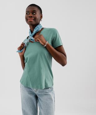 Tee-shirt à manches courtes avec col V roulotté femme vue4 - GEMO(FEMME PAP) - GEMO