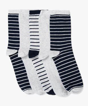 Chaussettes garçon rayées à tige haute (lot de 5) vue1 - GEMO (ENFANT) - GEMO