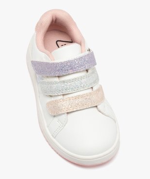 Baskets bébé fille unie avec triple scratch à paillettes vue5 - GEMO 4G BEBE - GEMO