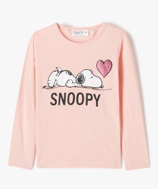 Tee-shirt fille à manches longues grand imprimé à paillettes Snoopy – Peanuts vue1 - SNOOPY - GEMO