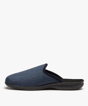 Chaussons homme mules en velours ras effet toile brodée vue3 - GEMO(HOMWR HOM) - GEMO