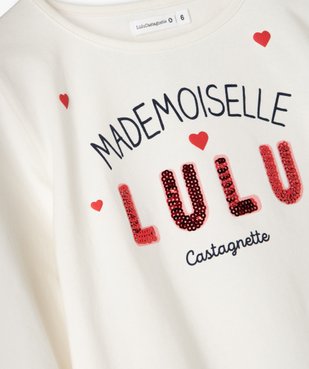 Tee-shirt fille avec motif et sequins brodés – Lulu Castagnette vue2 - LULUCASTAGNETTE - GEMO