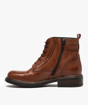 Boots fille dessus cuir ajouré à fermeture lacets et zip vue3 - GEMO (ENFANT) - GEMO