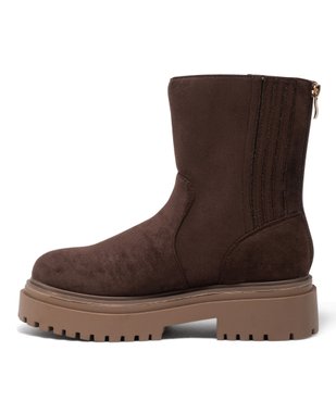 Boots en velours avec épaisse semelle crantée femme vue3 - GEMO (CASUAL) - GEMO