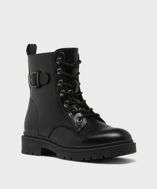 Boots crantées look rangers à lacets et zip femme vue2 - 5 MILES - GEMO