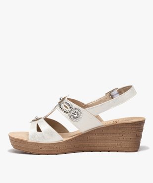 Sandales femme confort à talon compensé et brides strass vue3 - GEMO (CONFORT) - GEMO