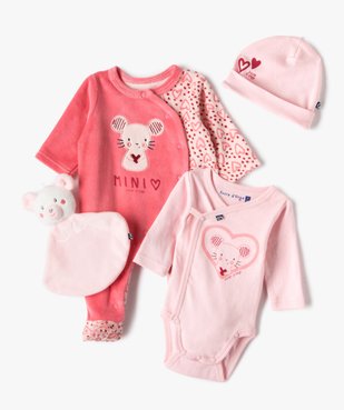 Ensemble bébé 4 pièces : dors-bien, body, bonnet et doudou - Sucre d'Orge vue1 - SUCRE D'ORGE - GEMO