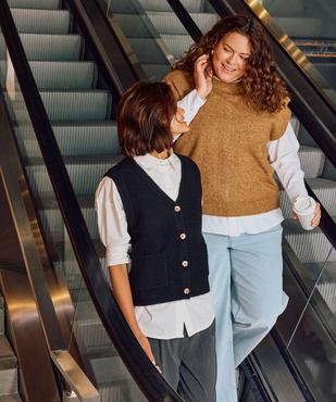 Gilet sans manches en laine à poches et gros boutons femme vue1 - GEMO(FEMME PAP) - GEMO