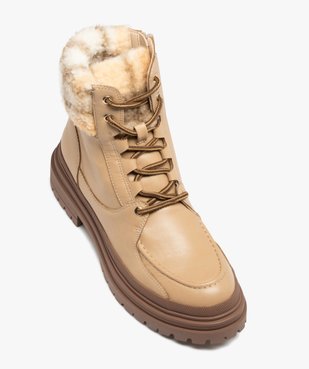 Boots femme fourrées et unies avec col et languette en sherpa  vue6 - GEMO (CASUAL) - GEMO