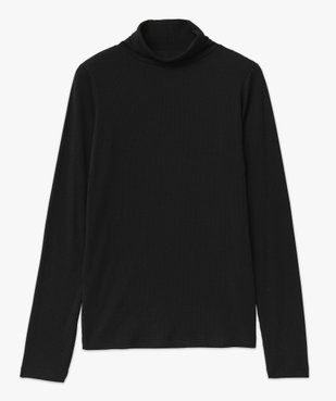 Tee-shirt à manches longues et col roulé en maille côtelée femme vue4 - GEMO 4G FEMME - GEMO