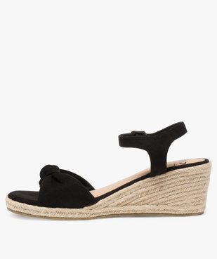 Sandales fille suédées à talon compensé en corde vue3 - GEMO (ENFANT) - GEMO