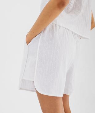 Pyjashort en voile de coton plumetis femme - LuluCastagnette vue5 - LULUCASTAGNETTE - GEMO