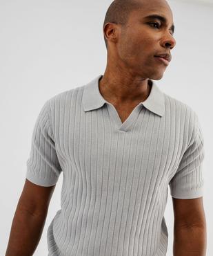 Polo en maille côtelée à encolure ouverte homme vue2 - GEMO 4G HOMME - GEMO
