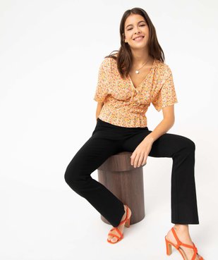 Tee-shirt femme fleuri en maille plissée vue5 - GEMO(FEMME PAP) - GEMO