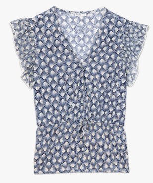 Tee-shirt femme cintré à décolleté cache-cœur vue4 - GEMO(FEMME PAP) - GEMO