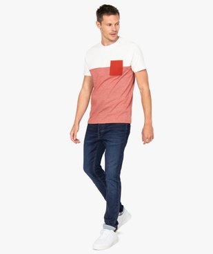 Tee-shirt homme à manches courtes bicolore uni/rayé vue5 - GEMO (HOMME) - GEMO