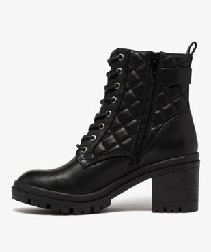 Boots femme à talon carré dessus en matière matelassée vue3 - GEMO(URBAIN) - GEMO