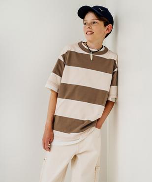Tee-shirt manches courtes oversize en coton rayé garçon vue5 - GEMO 4G GARCON - GEMO