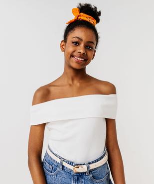 Tee-shirt sans manches à col bardot en maille côtelée fille vue4 - GEMO 4G FILLE - GEMO