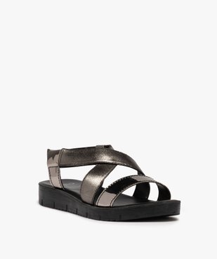 Sandales femme à brides métallisées et à bride élastique vue2 - GEMO (CASUAL) - GEMO