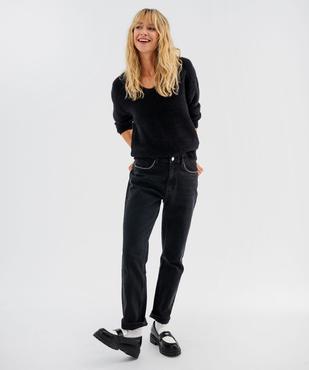 Pull en maille douillette avec double encolure V femme vue4 - GEMO(FEMME PAP) - GEMO