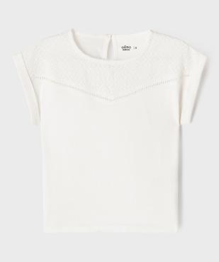 Tee-shirt manches courtes avec détails brodés fille vue1 - GEMO 4G FILLE - GEMO