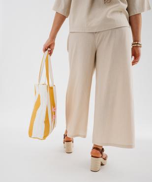 Pantalon large en viscose et lin femme grande taille vue3 - GEMO 4G GT - GEMO