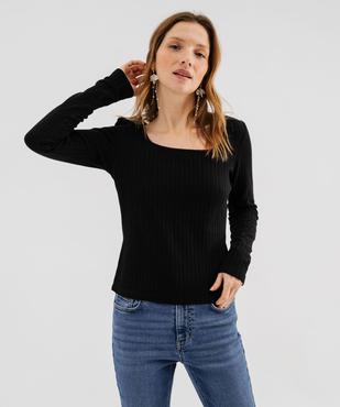 Tee-shirt manches longues en maille épaisse à col carré femme vue2 - GEMO(FEMME PAP) - GEMO