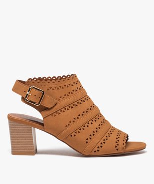 Sandales femme à talon dessus couvrant ajouré vue1 - GEMO(URBAIN) - GEMO