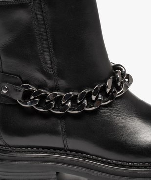 Boots femme crantées à chaîne dessus cuir uni - Tanéo vue6 - TANEO - GEMO