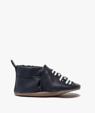 Chaussons de naissance bébé fille en cuir style marin - Lulu Castagnette vue1 - LULU CASTAGNETT - GEMO