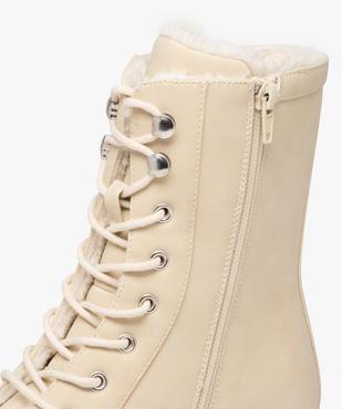 Boots fourrées femme dessus uni en suédine et à talon large  vue6 - GEMO (CASUAL) - GEMO