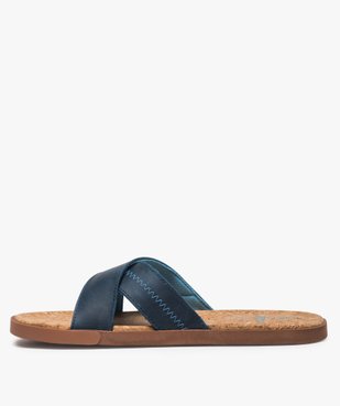 Sandales homme mules à brides croisées et semelle liège vue3 - GEMO (CASUAL) - GEMO