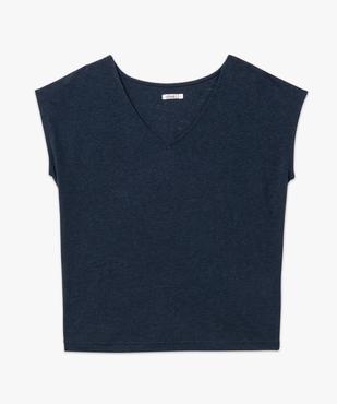 Tee-shirt manches courtes coupe loose en lin femme vue4 - GEMO 4G FEMME - GEMO