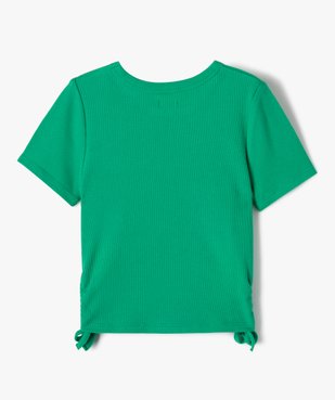 Tee-shirt fille à manches courtes avec liens sur les côtés vue3 - GEMO (JUNIOR) - GEMO