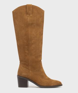 Bottes dessus cuir velours esprit Santiag femme - Tanéo vue1 - TANEO - GEMO