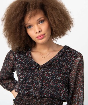 Blouse femme en voile à motifs fleuris vue2 - GEMO(FEMME PAP) - GEMO