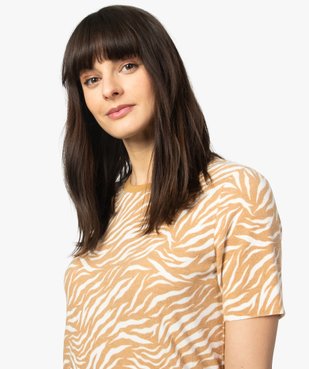 Tee-shirt femme à manches courtes et imprimé animalier vue2 - GEMO(FEMME PAP) - GEMO