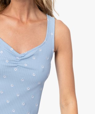 Haut de pyjama femme forme débardeur fleuri - LuluCastagnette vue2 - LULUCASTAGNETTE - GEMO