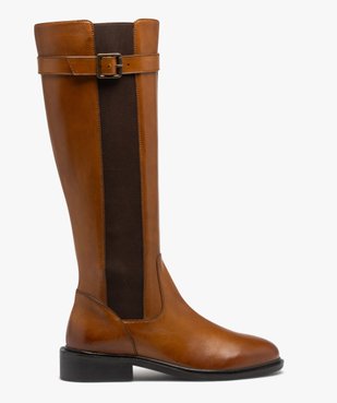 Bottes femme à talon plat en cuir uni et à zip - Taneo vue1 - TANEO - GEMO