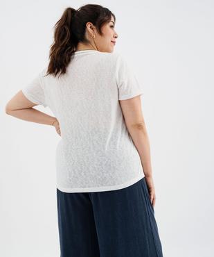 Tee-shirt manches courtes pailleté à col V femme grande taille vue9 - GEMO (G TAILLE) - GEMO