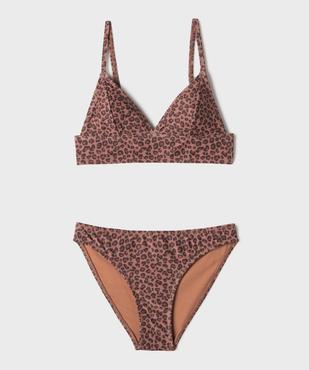 Maillot de bain 2 pièces à motif léopard fille vue1 - GEMO (JUNIOR) - GEMO