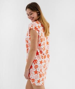 Chemise de nuit en coton à motifs marins femme vue3 - GEMO 4G FEMME - GEMO